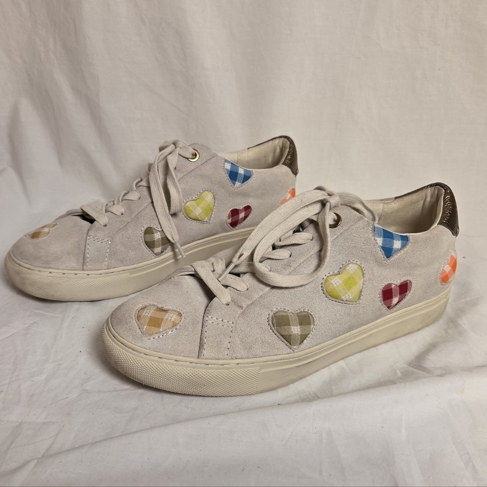 Kurt Gieger Lane Love Patchwork Hearts Women 40.5 Suede Leather Lace Up Rainbow